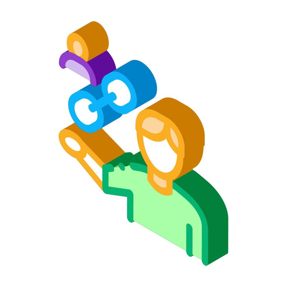 Human Hold Chain Isometric Icon Vector Illustration