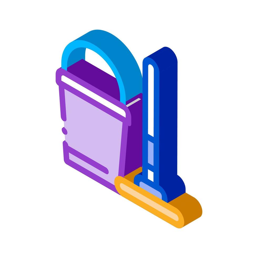 Bucket And Mop Isometric Icon Vector Illustration