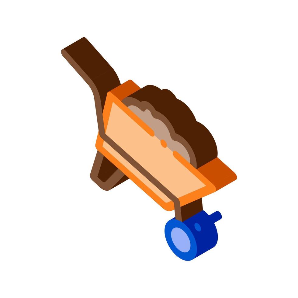 Construction Cart Isometric Icon Vector Illustration