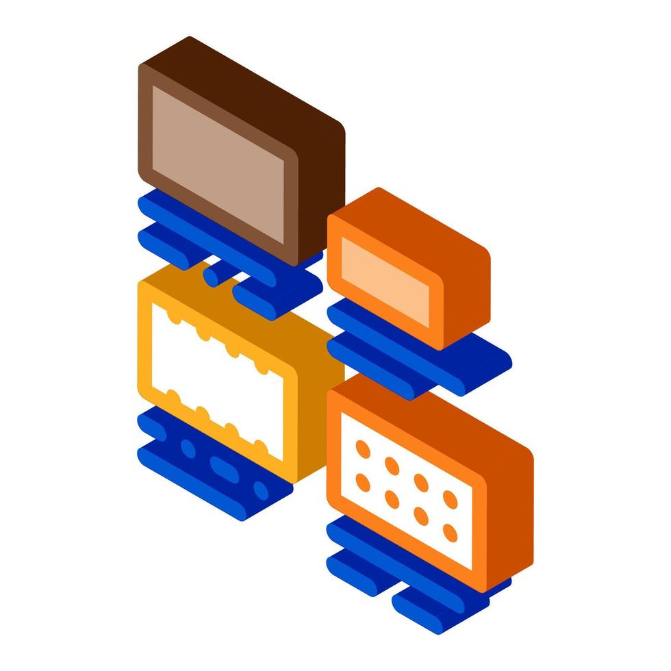 Brick Types Sizes Isometric Icon Vector Illustration