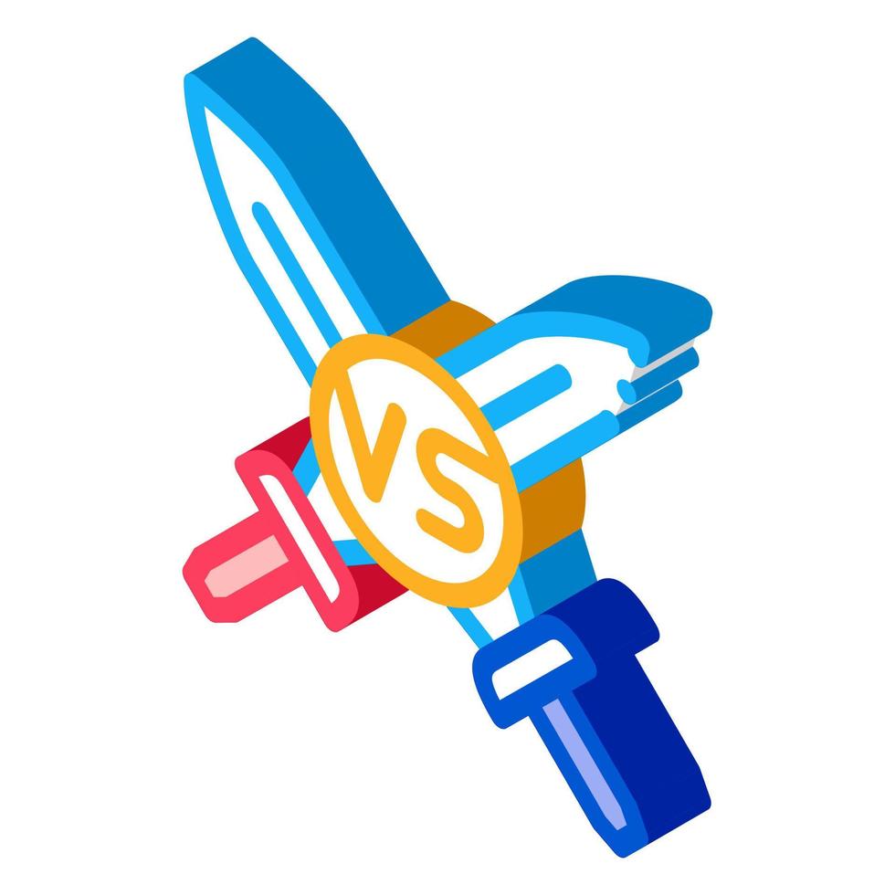 Sword Battle Isometric Icon Vector Illustration