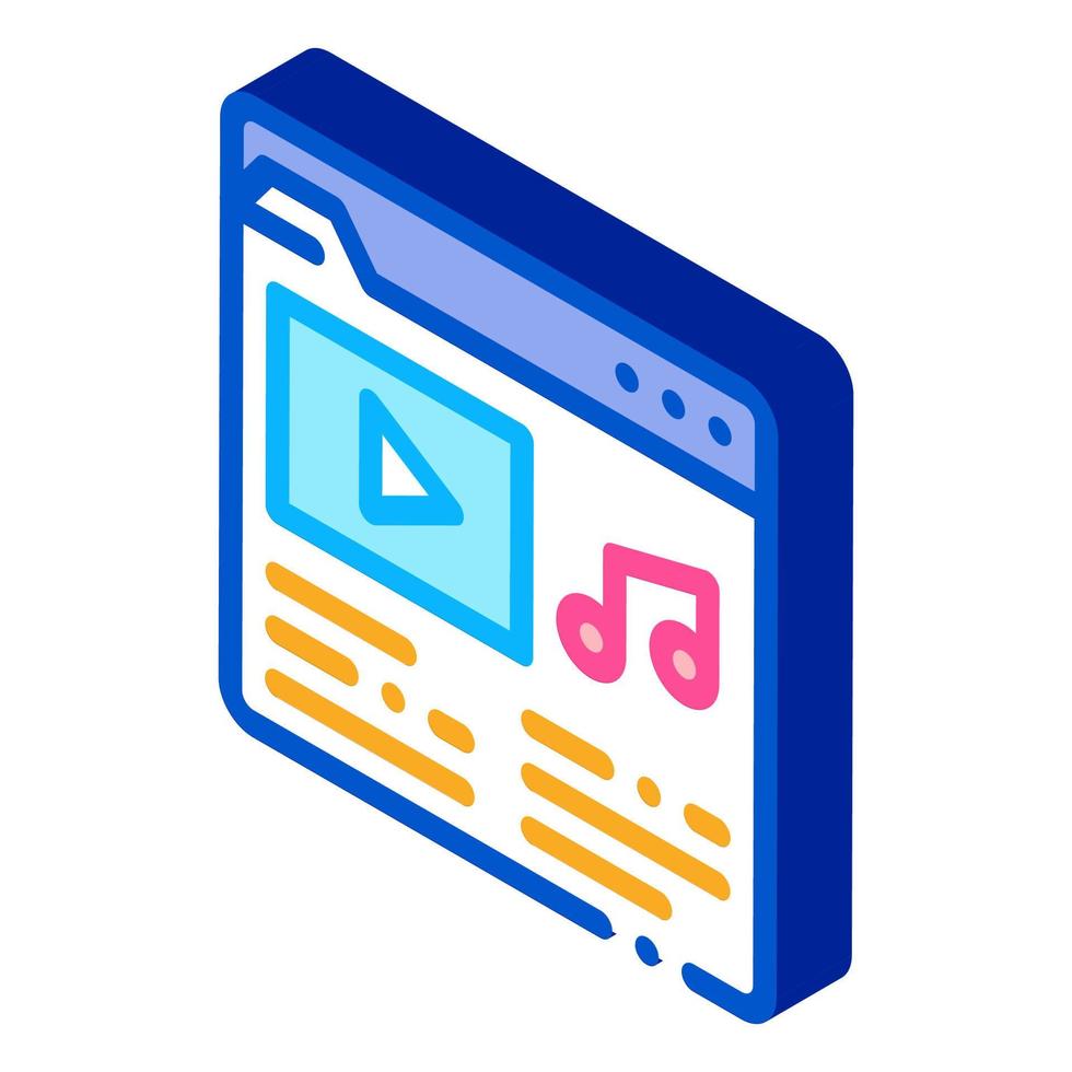 Music Folder with Songs Isometric Icon Vector Illustration
