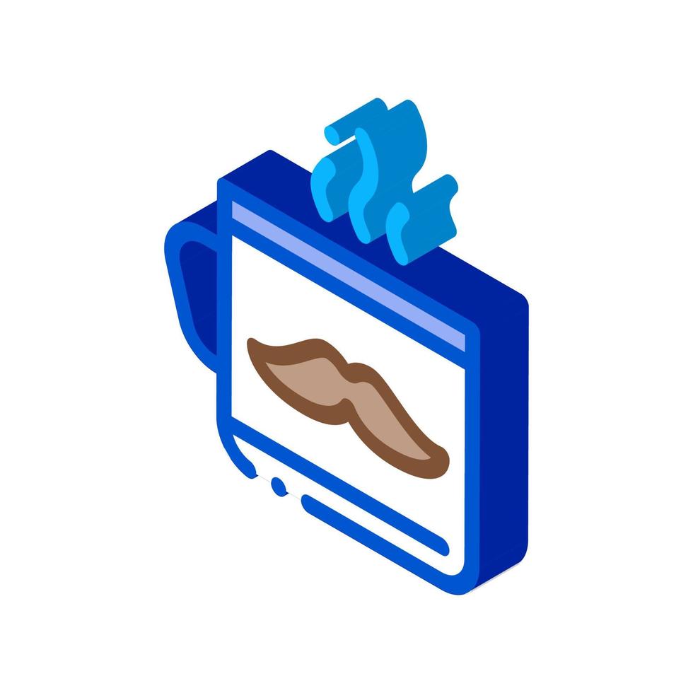 Mustache Cup Isometric Icon Vector Illustration