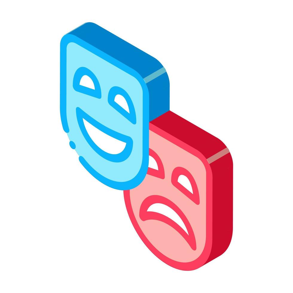 Mask People Emotions Isometric Icon Vector Illustration