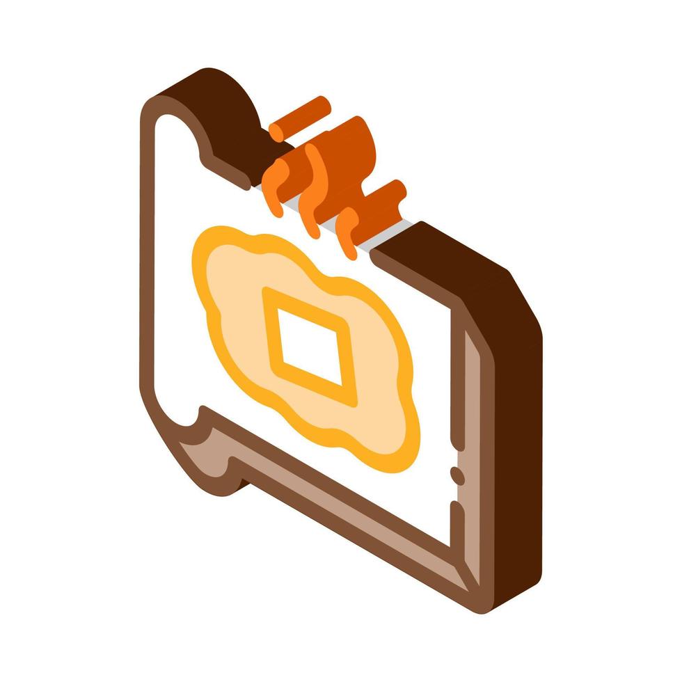 toast with melting butter isometric icon vector illustration