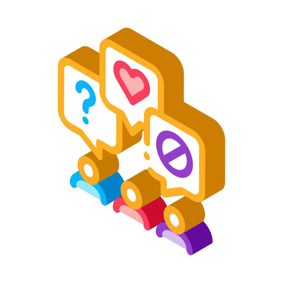 different demands of people isometric icon vector illustration