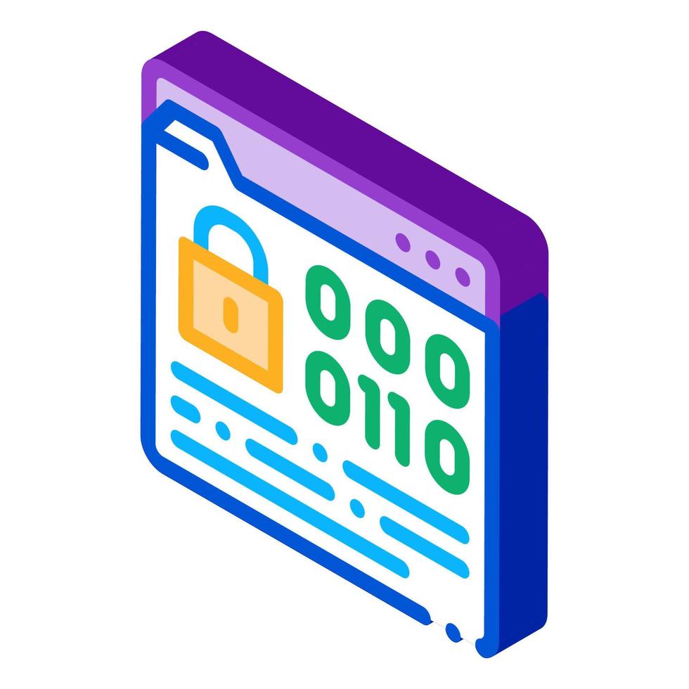 binary code protection isometric icon vector illustration