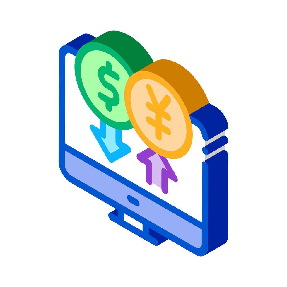 computer currency exchange isometric icon vector illustration