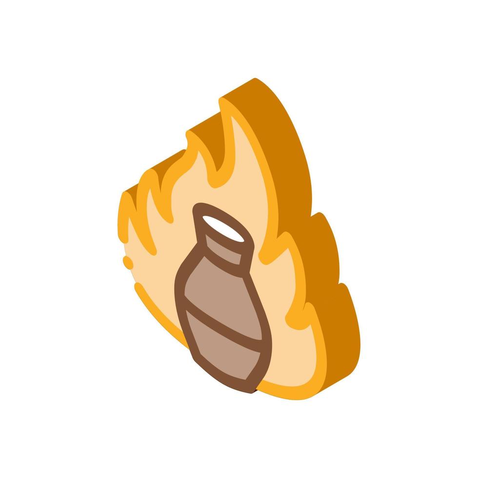 clay vase on fire isometric icon vector illustration