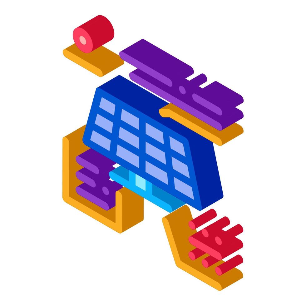 different actions of solar battery isometric icon vector illustration