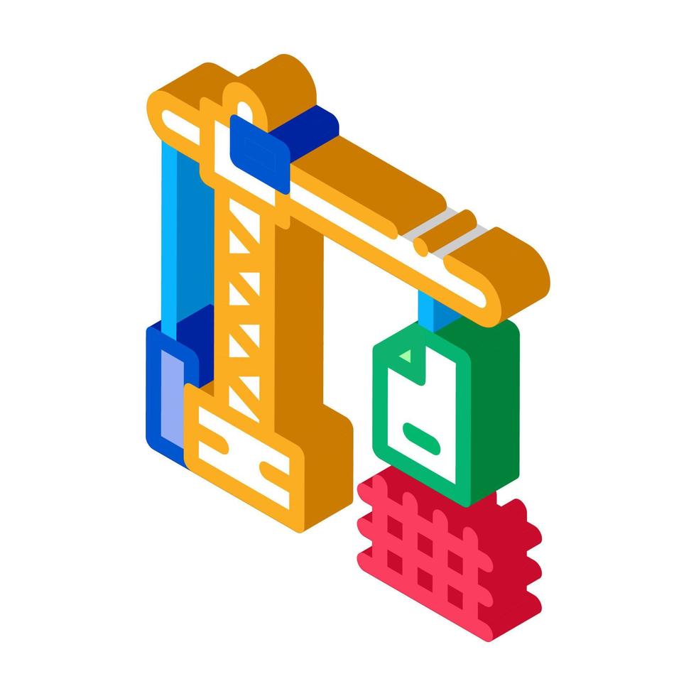 construction crane isometric icon vector illustration