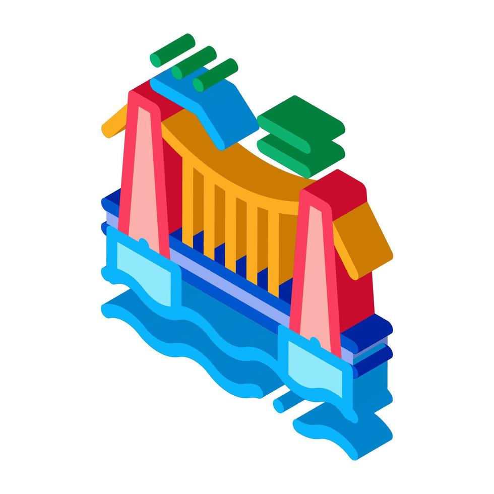 suspension bridge in water isometric icon vector illustration