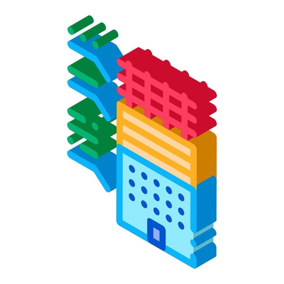 análisis de funciones de partes de edificio residencial icono isométrico ilustración vectorial vector