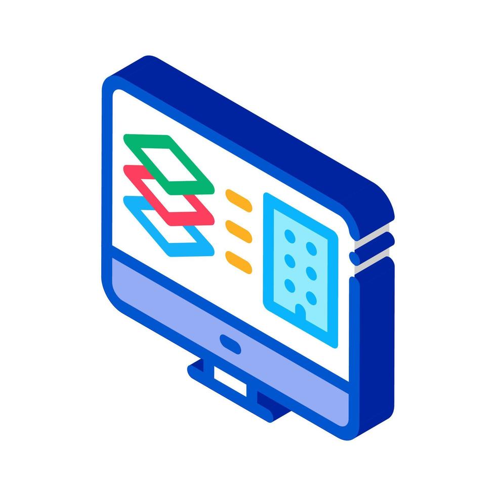 computer simulation of building isometric icon vector illustration