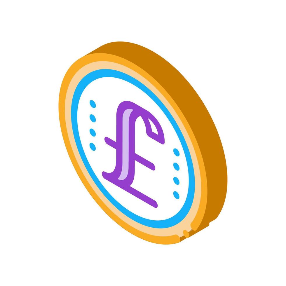 pound coin isometric icon vector illustration