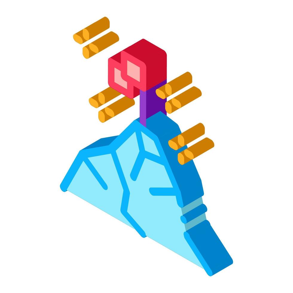 conquering top of mountain isometric icon vector illustration