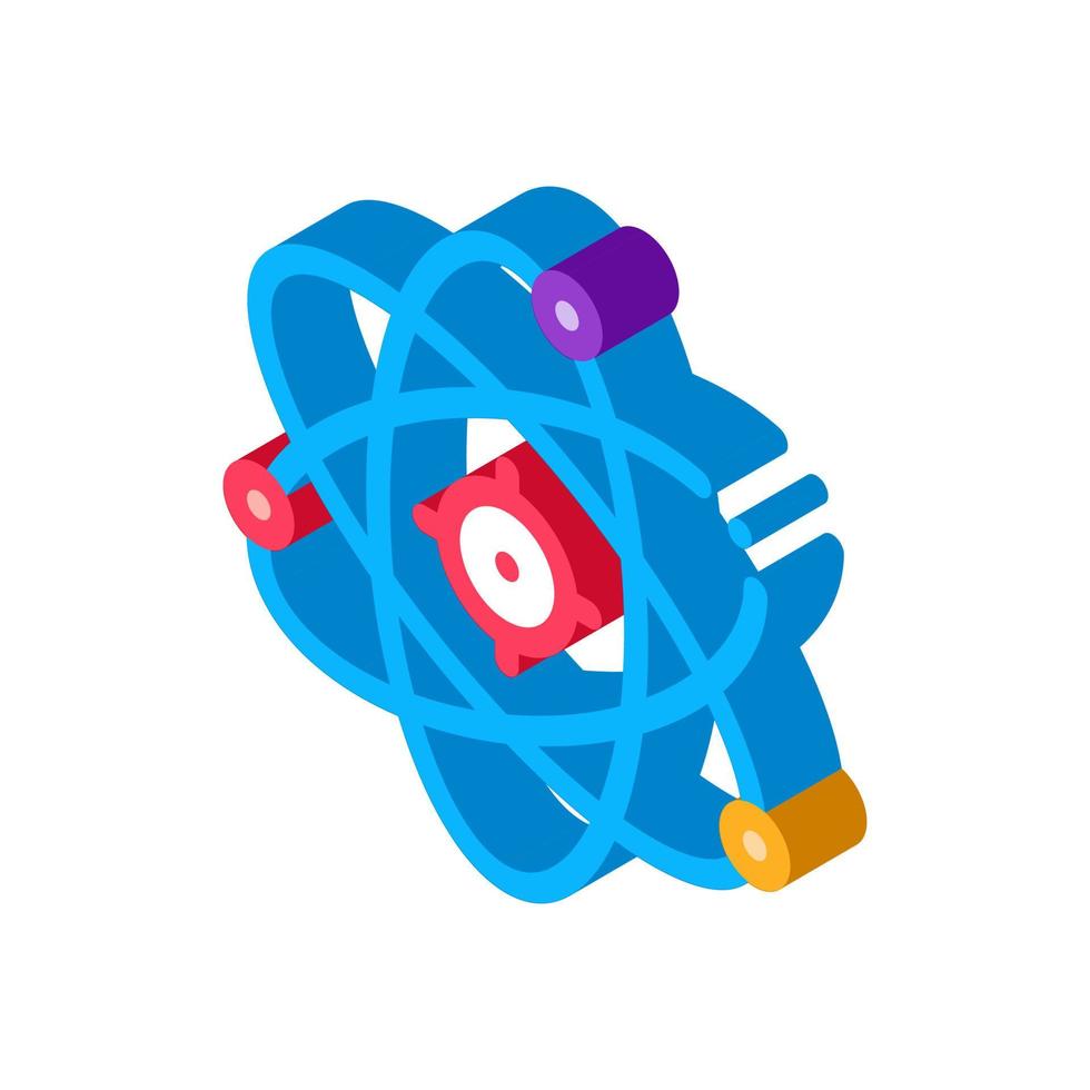 atom molecule isometric icon vector illustration