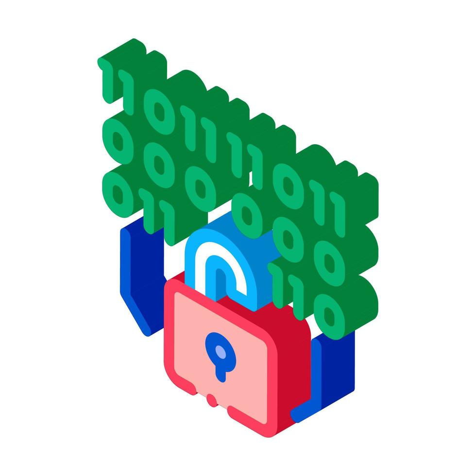 binary security code isometric icon vector illustration