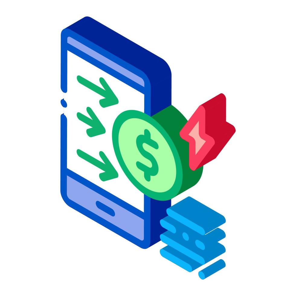 money transfer phone isometric icon vector illustration