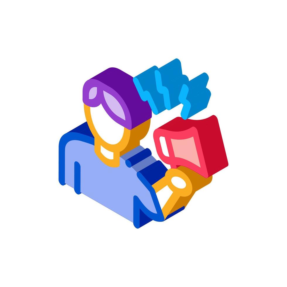 loudspeaker man isometric icon vector illustration