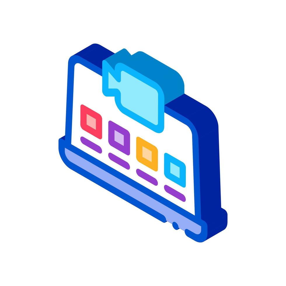 laptop video recording isometric icon vector illustration