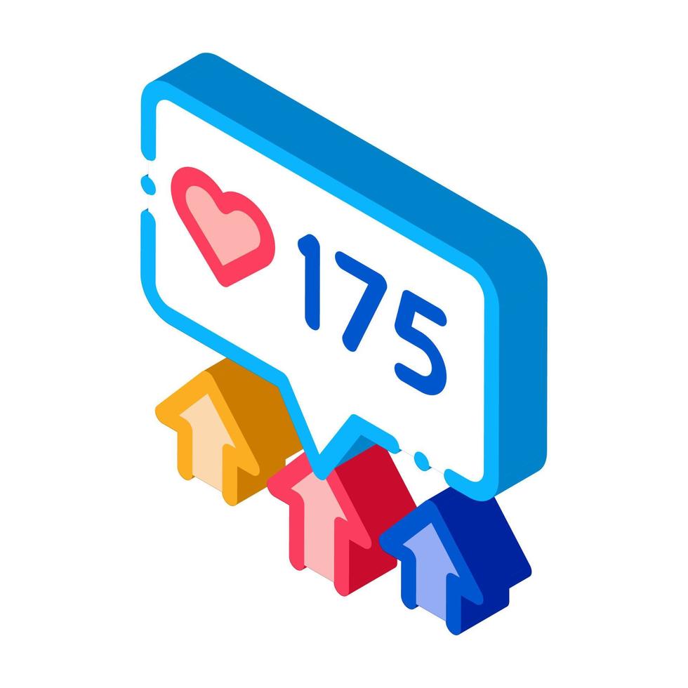 increase in likes isometric icon vector illustration