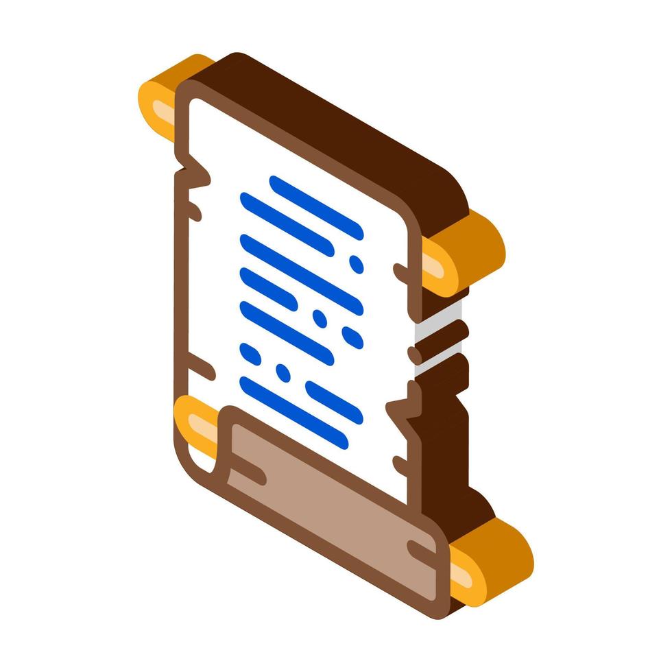 scroll of parchment paper isometric icon vector illustration