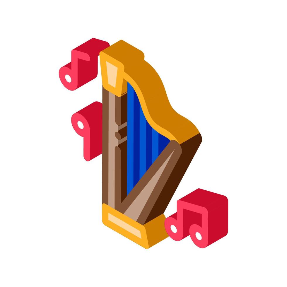 musical harp isometric icon vector illustration