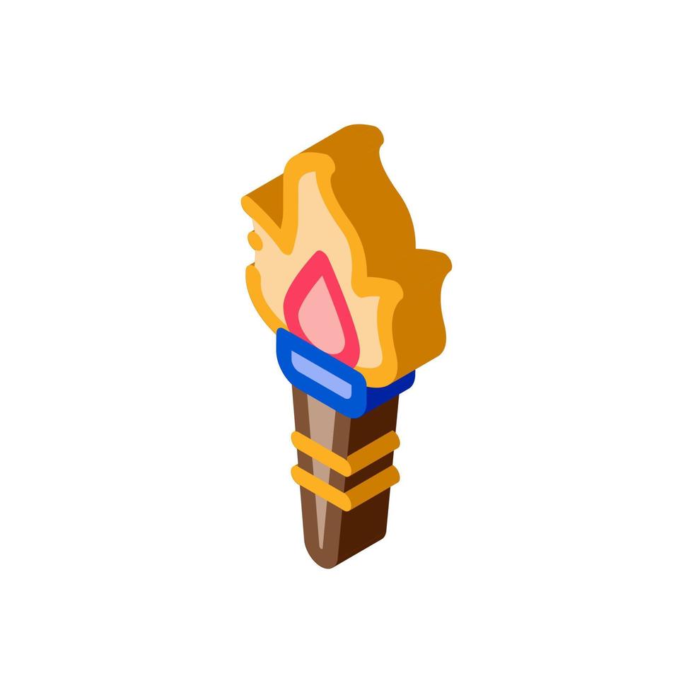 greek fire torch isometric icon vector illustration