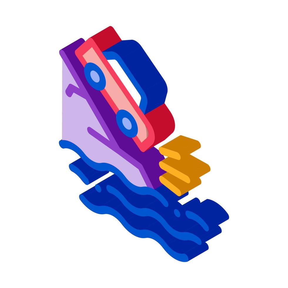 cliff flying car isometric icon vector illustration