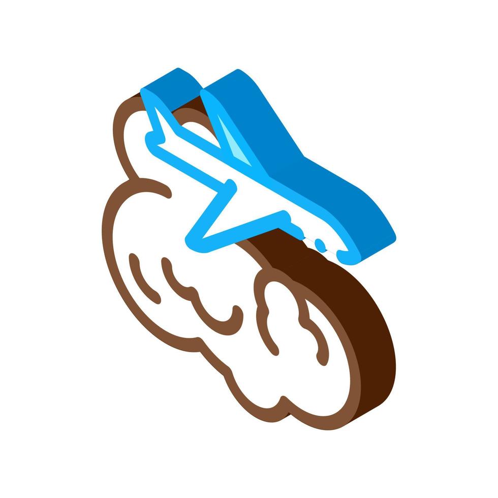 plane flies in clouds isometric icon vector illustration