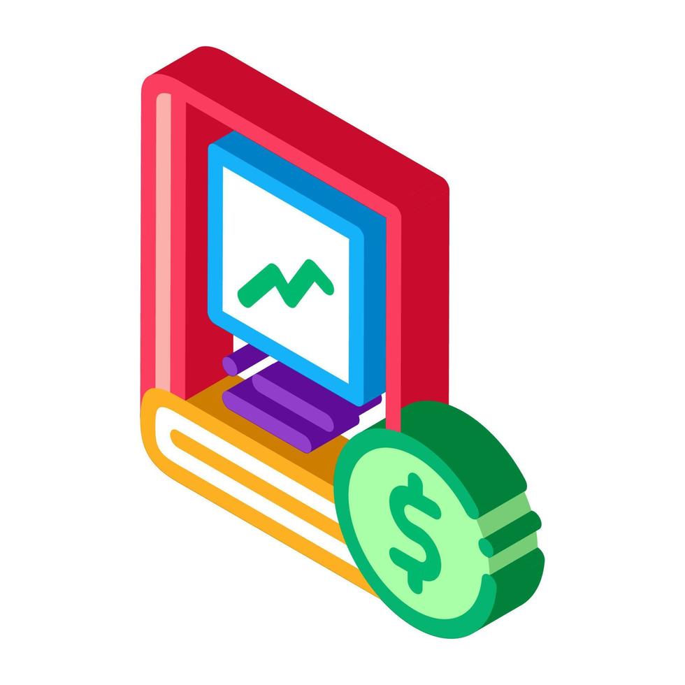growth up investing book isometric icon vector illustration