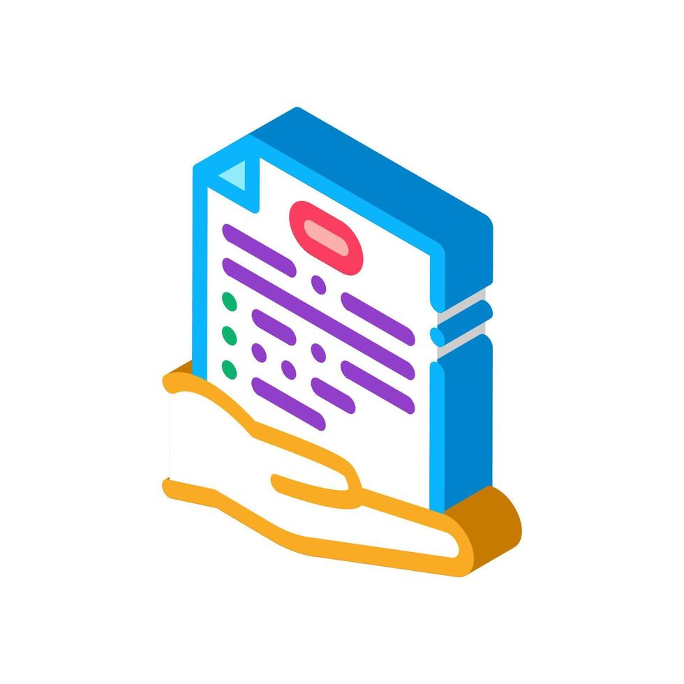 document in hand isometric icon vector illustration