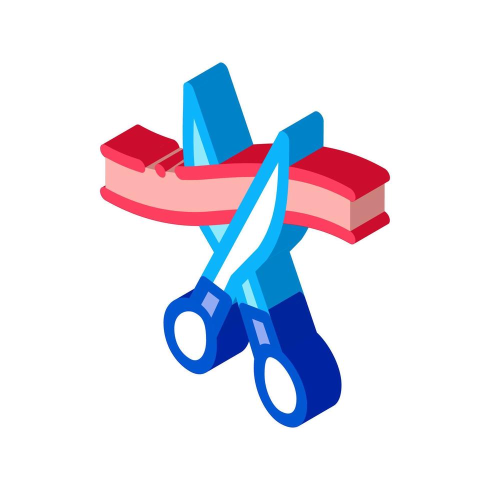 scissors cut ribbon isometric icon vector illustration