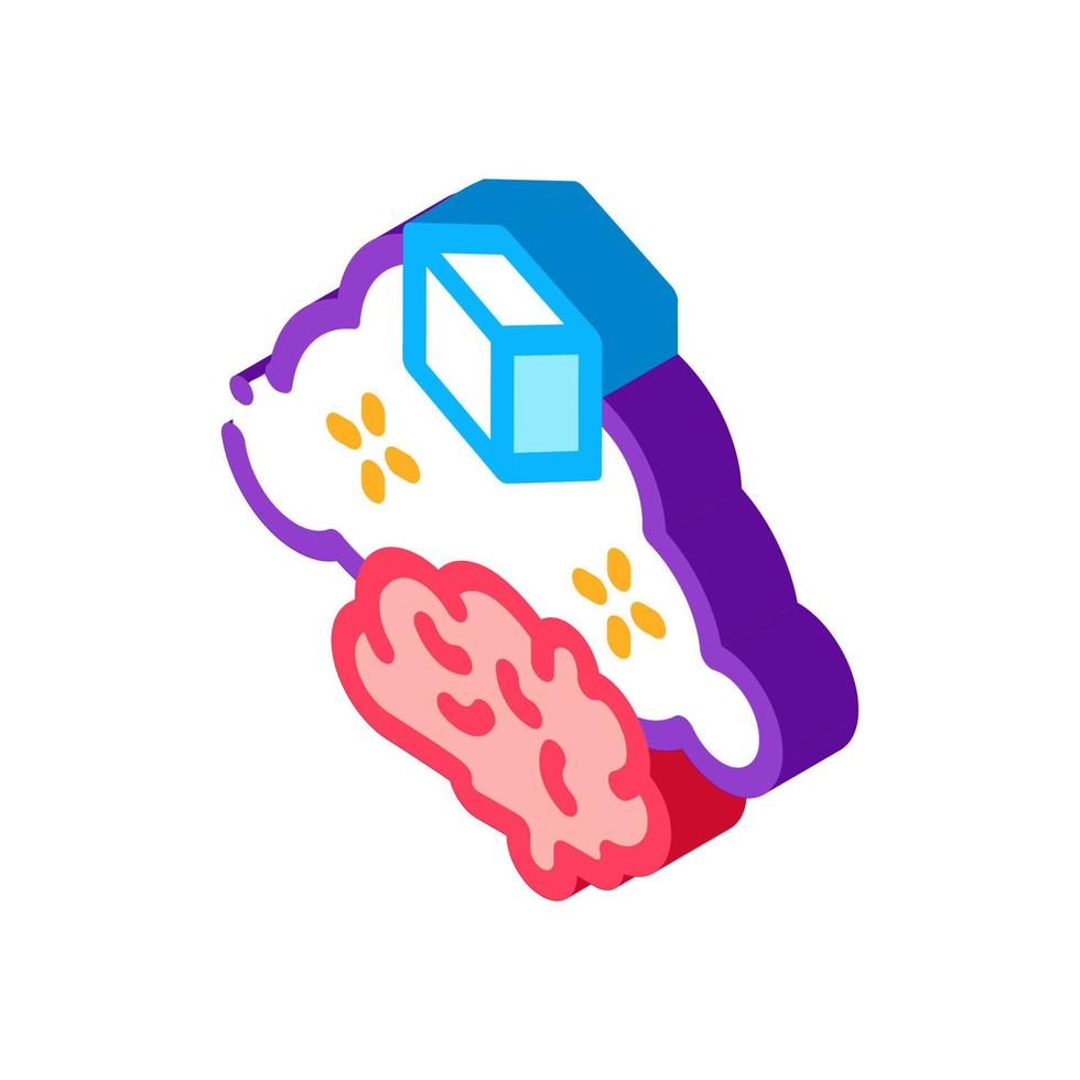 ilustración de vector de icono isométrico de nube de cerebro de paquete