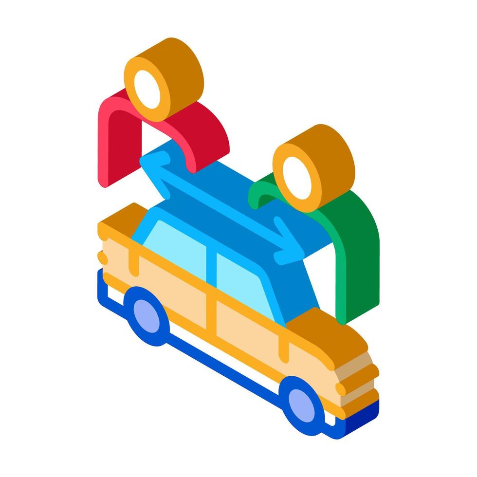 dos compradores por coche icono isométrico ilustración vectorial vector