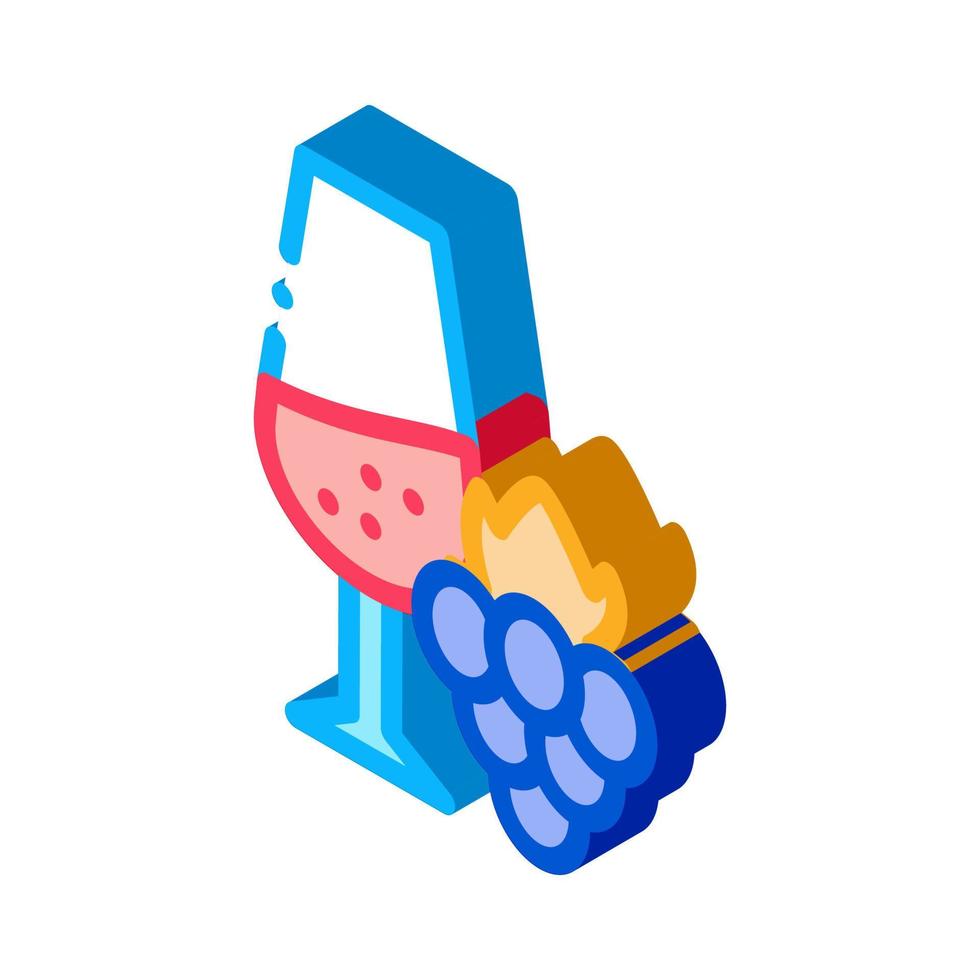 wine with grapes isometric icon vector illustration