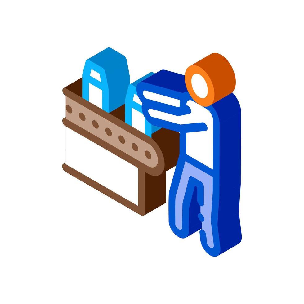 farm milk convector worker isometric icon vector illustration
