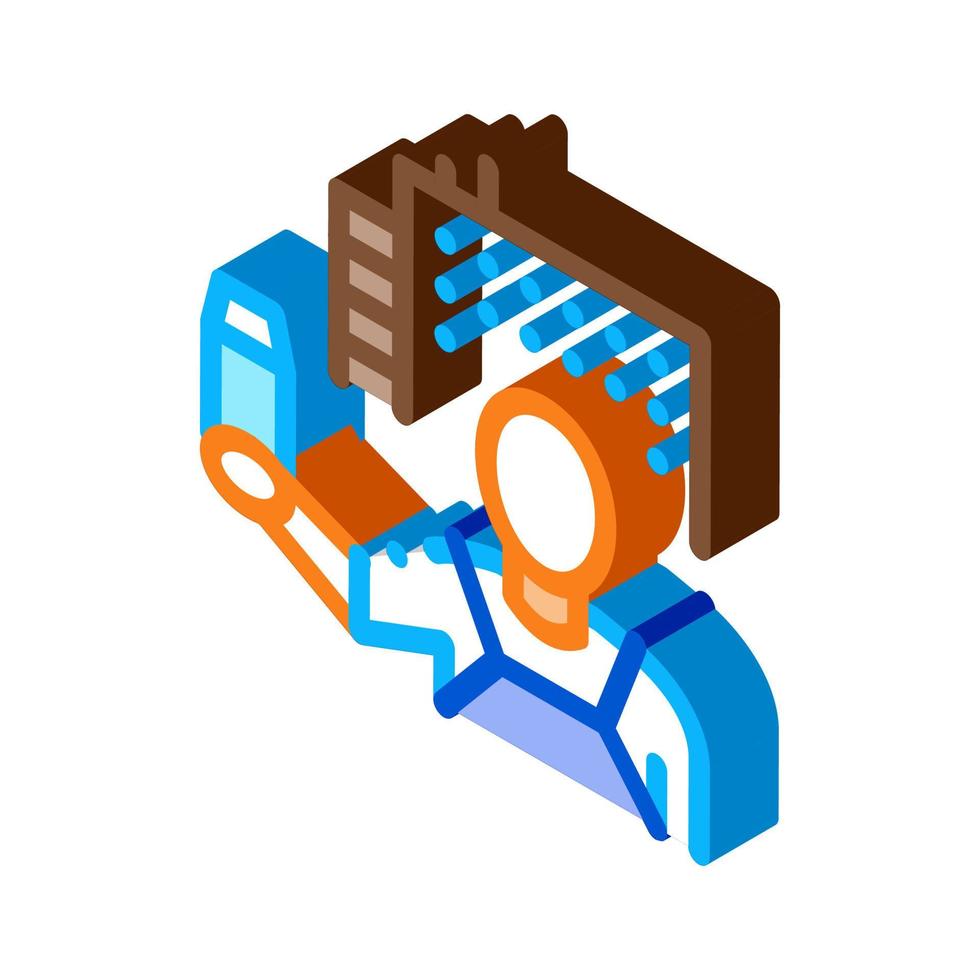 farm milk worker isometric icon vector illustration