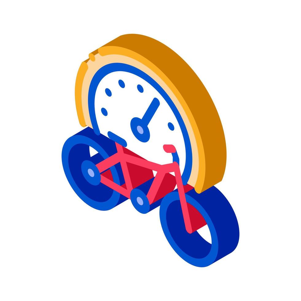 Ilustración de vector de icono isométrico de tiempo de uso de bicicleta