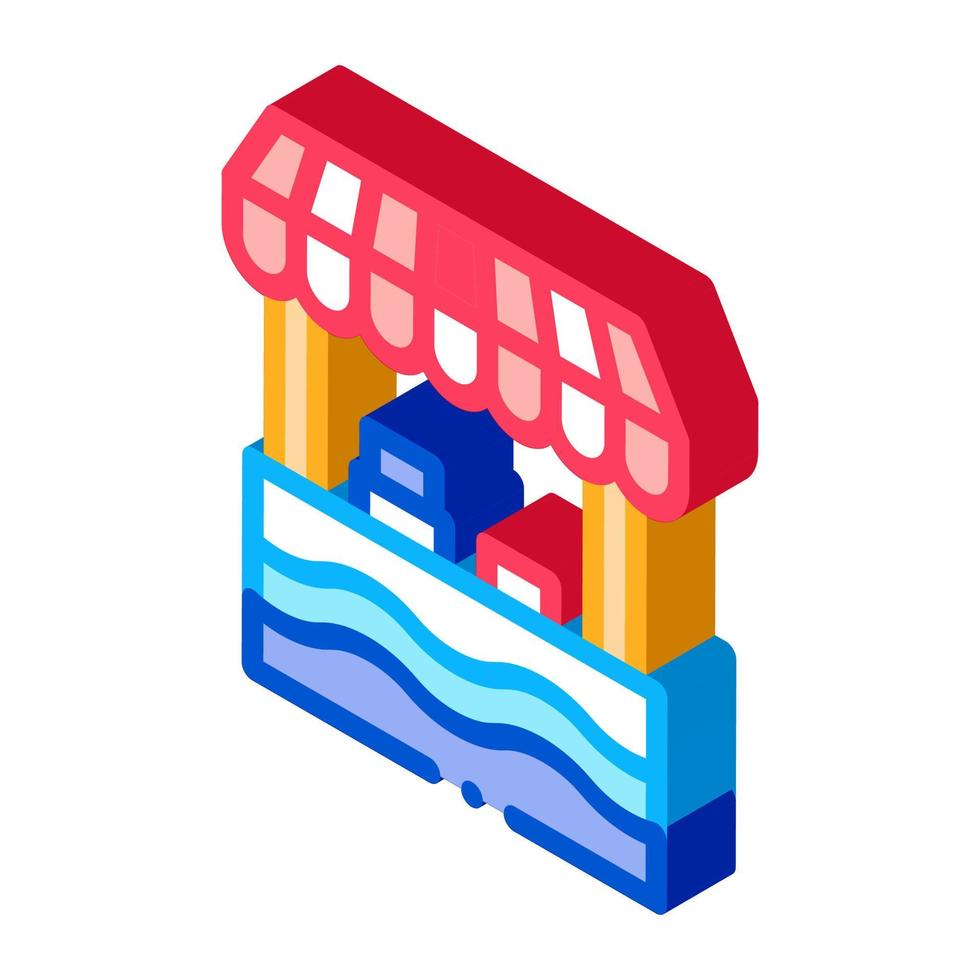 mobile food stall isometric icon vector illustration