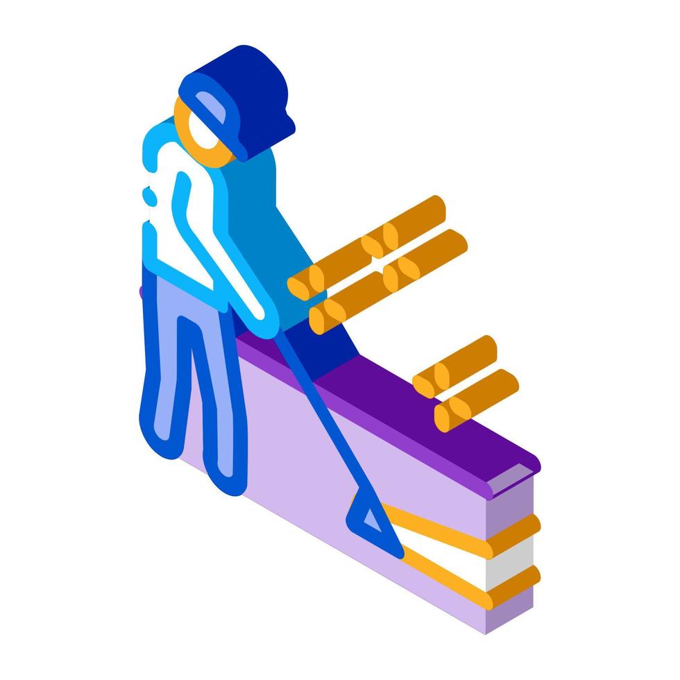 carpet cleaner worker isometric icon vector illustration