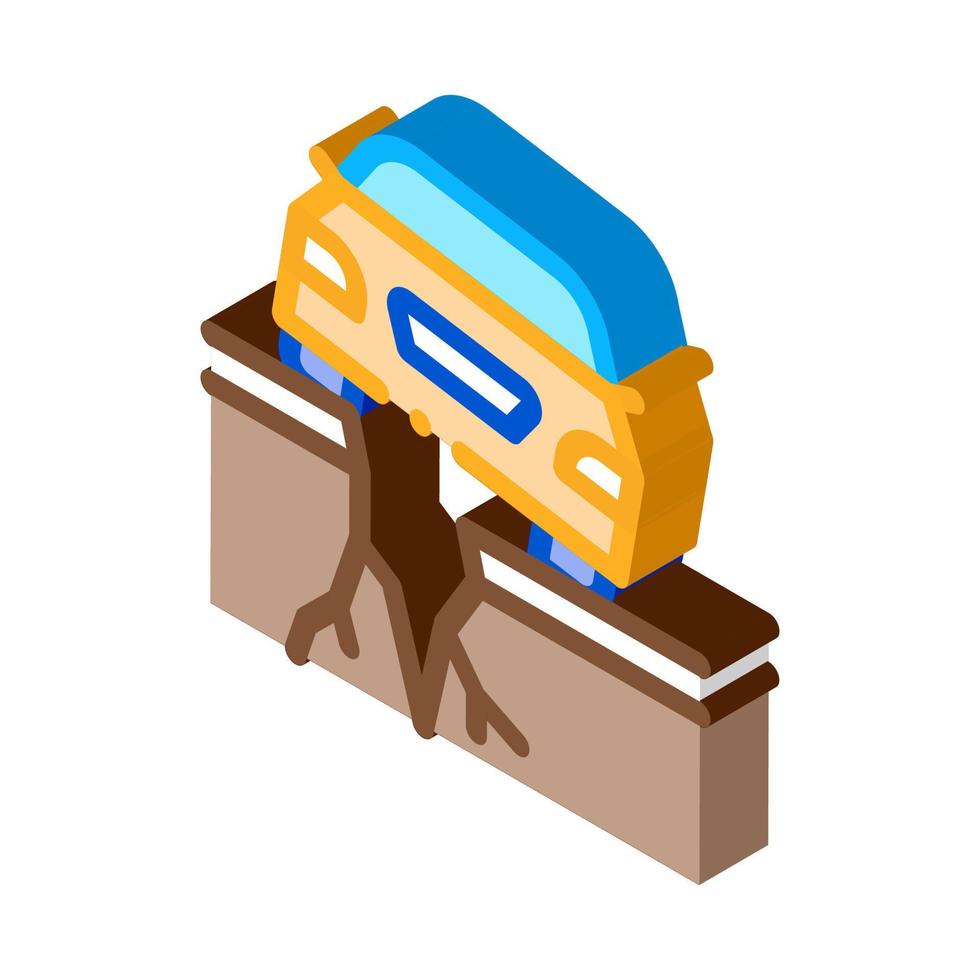 earthquake under car isometric icon vector illustration