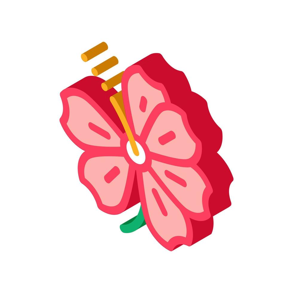 ilustración de vector de icono isométrico de flor de hibisco
