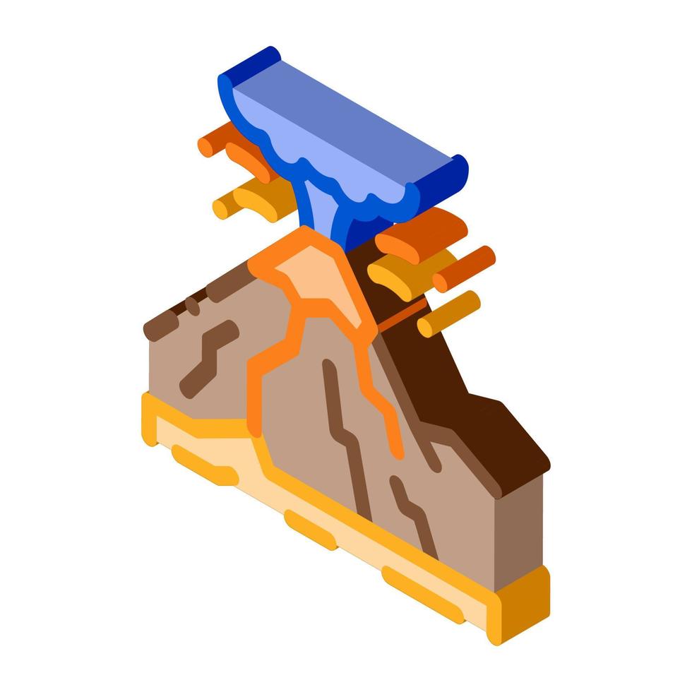 mountain eruption isometric icon vector illustration