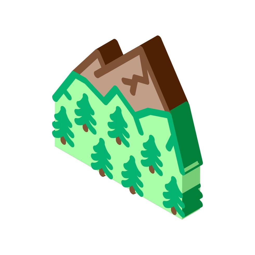 paisaje de montaña con vegetación icono isométrico ilustración vectorial vector