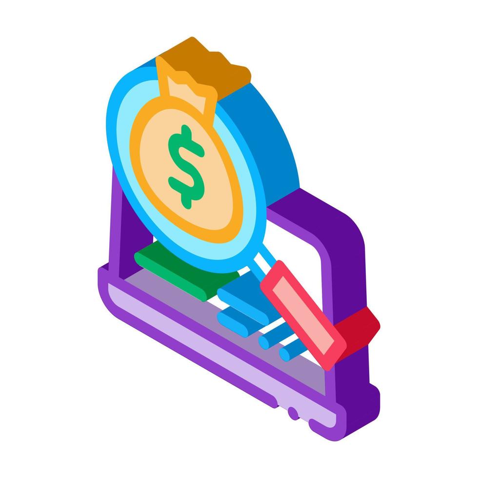 detection of money in computer isometric icon vector illustration