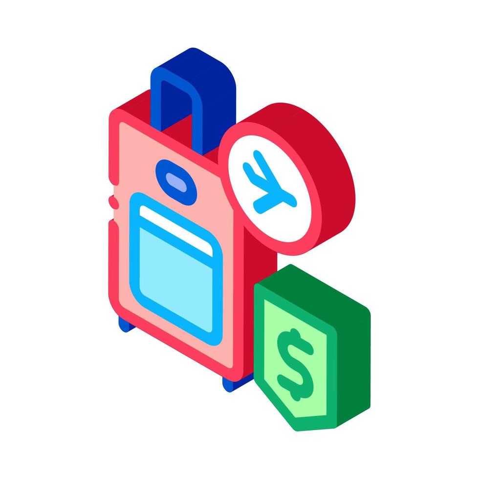 purchase suitcases with handle duty free isometric icon vector illustration
