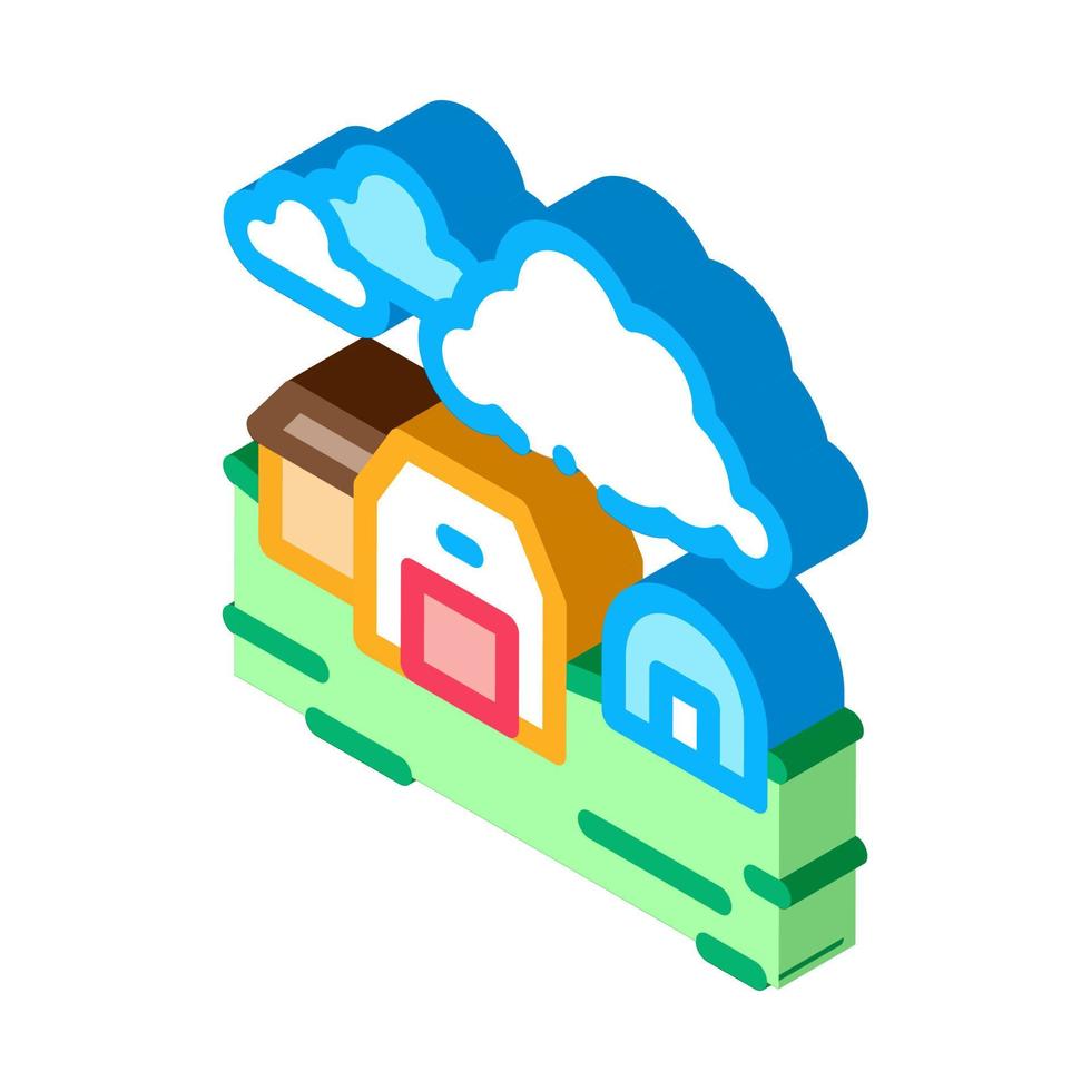 house with greenhouse isometric icon vector illustration