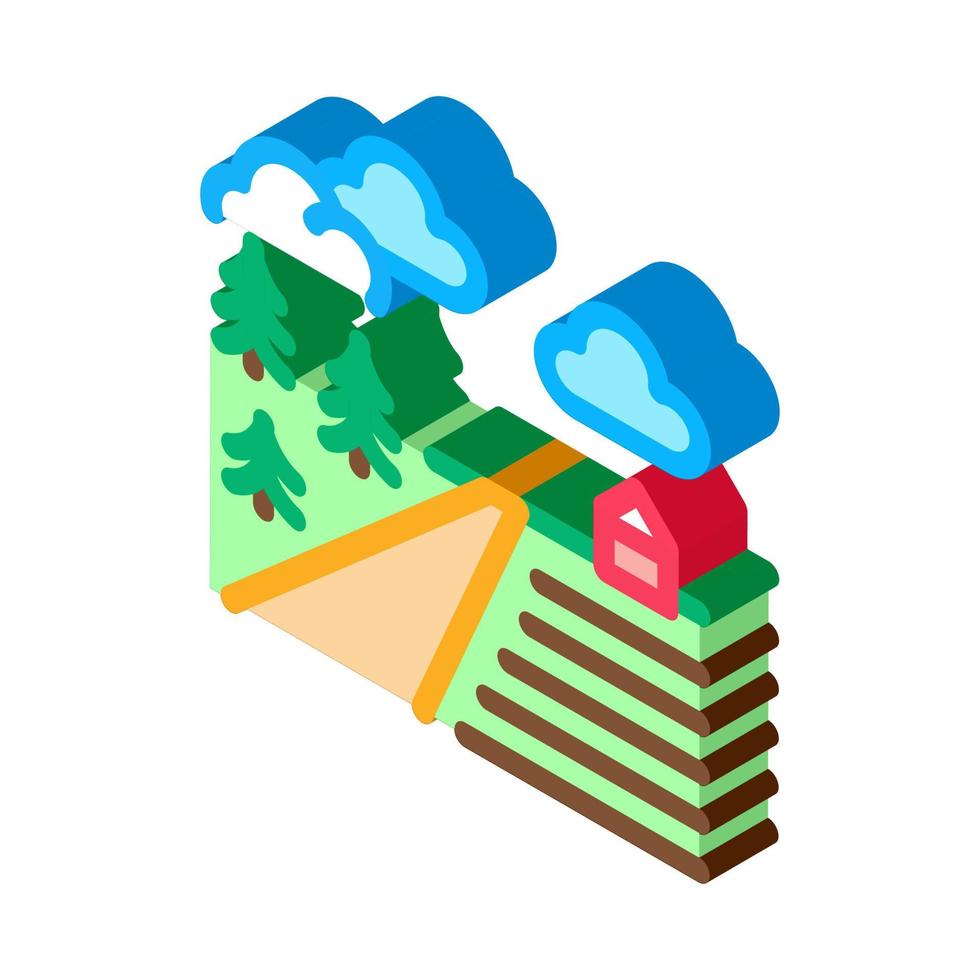 farm road isometric icon vector illustration